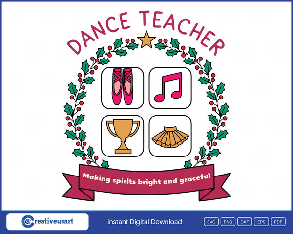 Dance Teacher Christmas SVG design preview