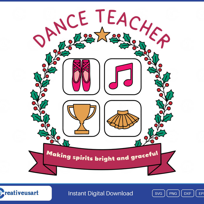 Dance Teacher Christmas SVG design preview