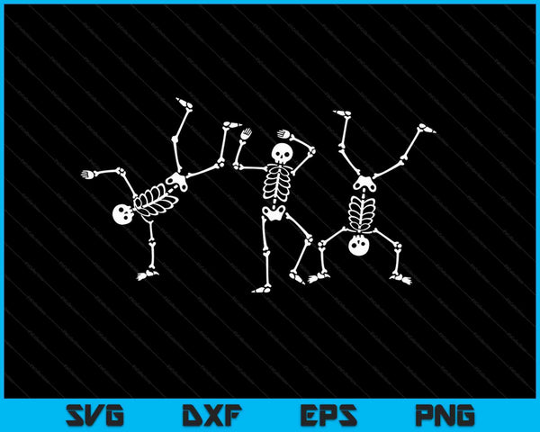 Esqueletos bailando Desafío de baile Halloween SVG PNG Archivos de corte digital