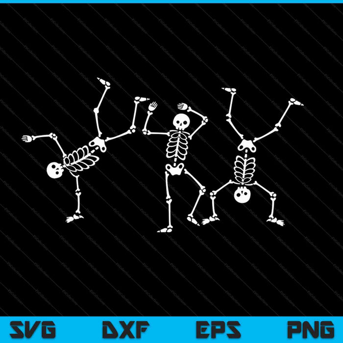 Esqueletos bailando Desafío de baile Halloween SVG PNG Archivos de corte digital