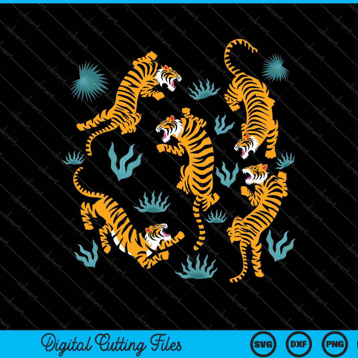 Dansende tijger Cartoon grafische SVG PNG snijden afdrukbare bestanden