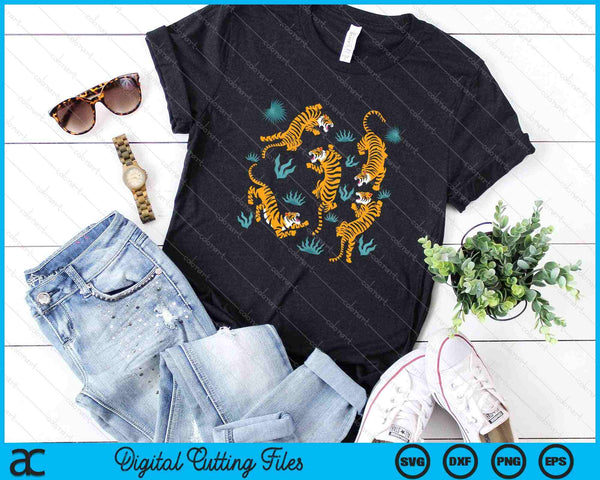 Bailando tigre dibujos animados gráfico SVG PNG cortando archivos imprimibles - on a t-shirt