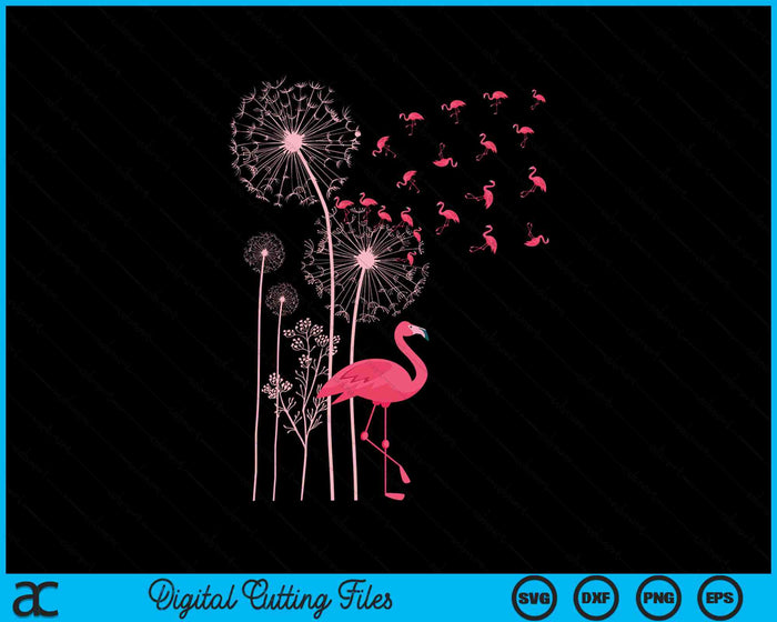 Paardebloem exotische dieren tropische vogel roze Flamingo SVG PNG digitale snijbestanden