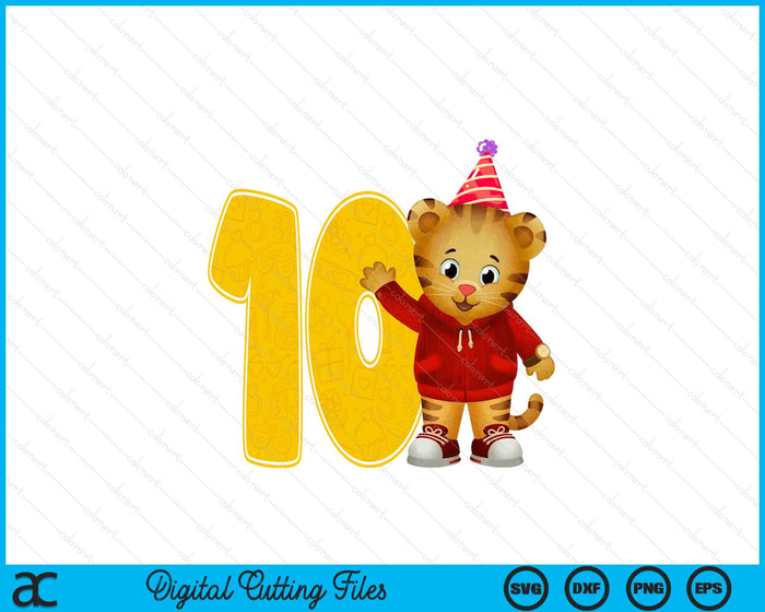 Daniel Tiger's Neighborhood My 10th Birthday SVG PNG Digital Printable Files