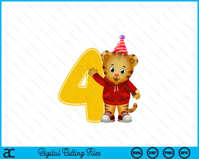 Daniel Tiger's Neighborhood My 4th Birthday SVG PNG Digital Printable Files