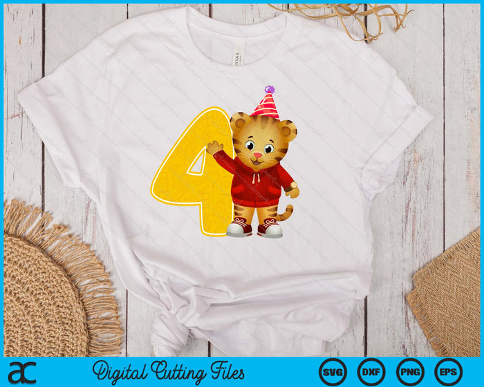 Daniel Tiger's Neighborhood My 4th Birthday SVG PNG Digital Printable Files