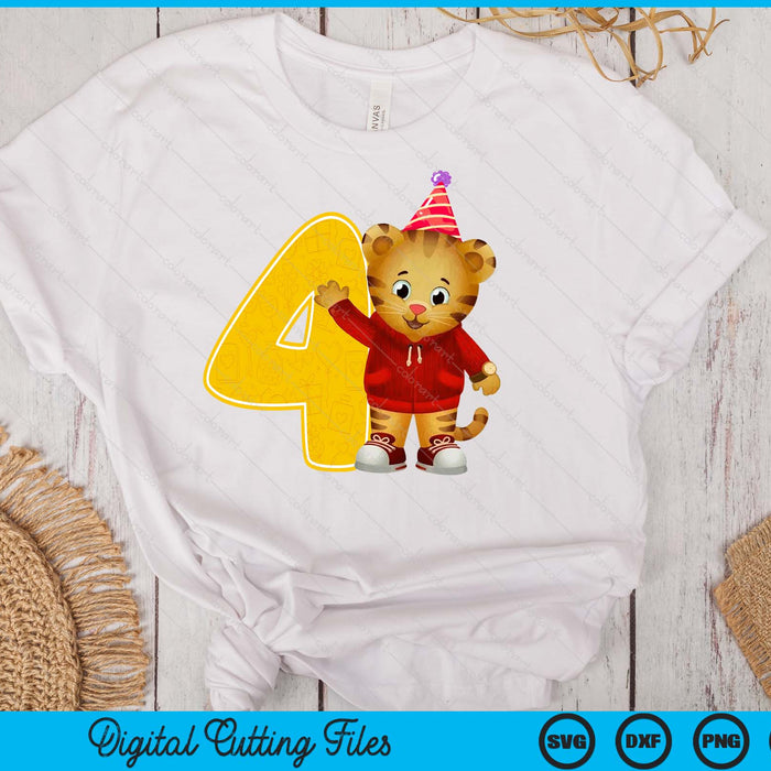 Daniel Tiger's Neighborhood My 4th Birthday SVG PNG Digital Printable Files