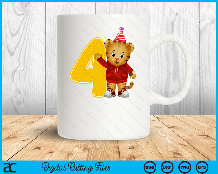 Daniel Tiger's Neighborhood My 4th Birthday SVG PNG Digital Printable Files