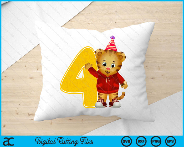 Daniel Tiger's Neighborhood My 4th Birthday SVG PNG Digital Printable Files