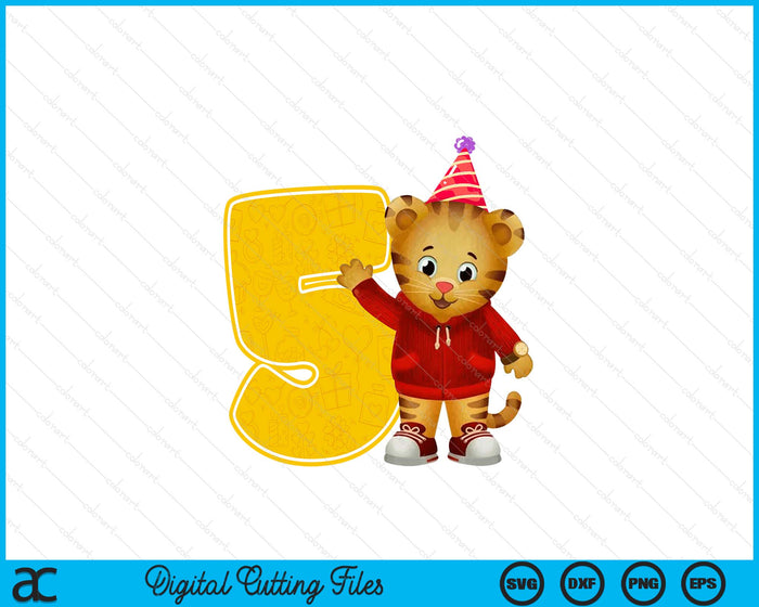 Daniel Tiger's Neighborhood My 5th Birthday SVG PNG Digital Printable Files