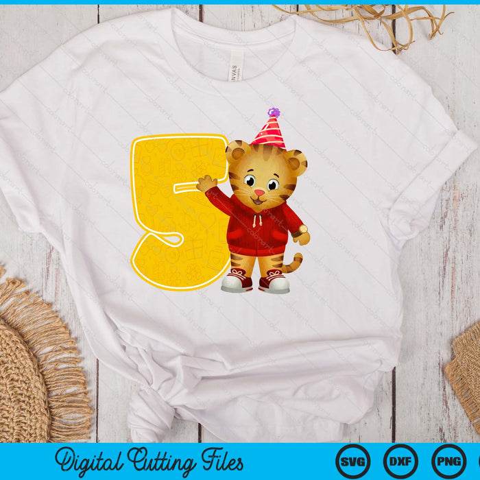 Daniel Tiger's Neighborhood My 5th Birthday SVG PNG Digital Printable Files