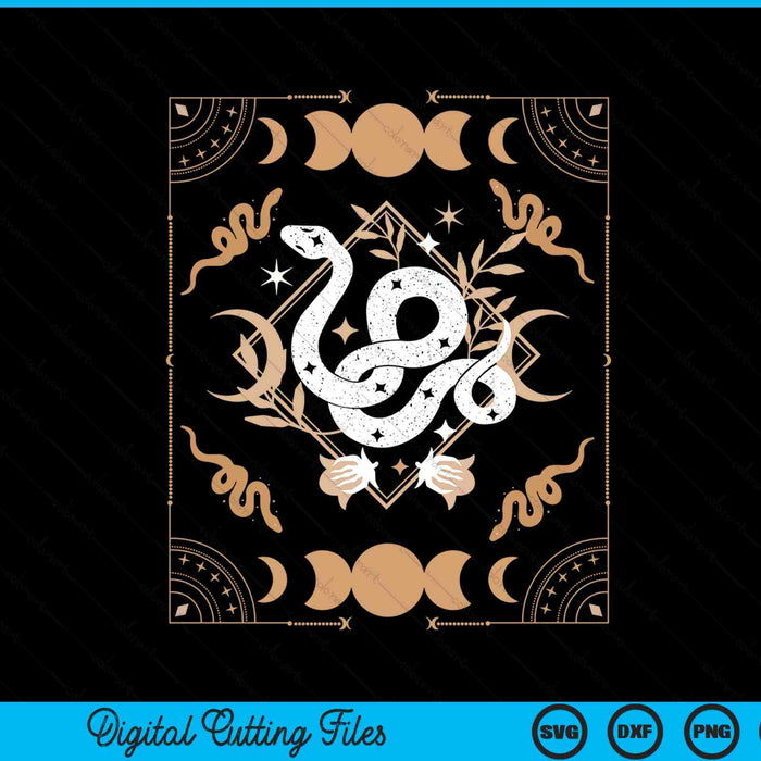 Dark academia aesthetic celestial boho tarot snakes witchy SVG cut file