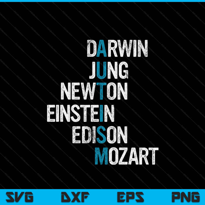 Darwin jung newton einstein edison mozart autism awareness SVG cut file