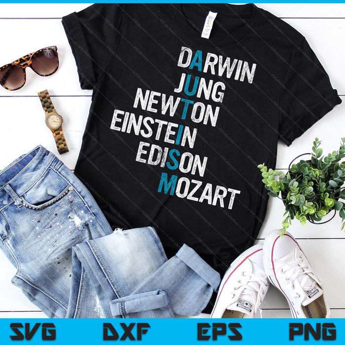 Darwin Jung Newton Einstein Edison Mozart Autism Awareness SVG PNG Digital Printable Files