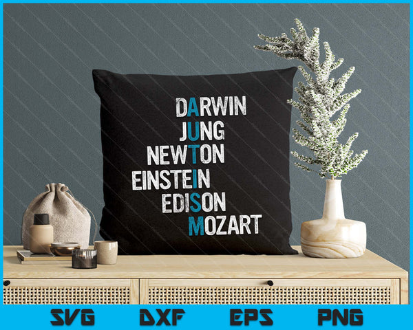 Darwin Jung Newton Einstein Edison Mozart Autism Awareness SVG PNG Digital Printable Files