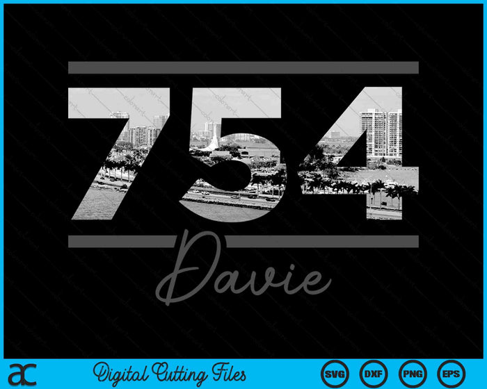 Davie 754 Netnummer Skyline Florida Vintage SVG PNG digitale snijbestanden