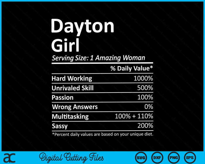 Dayton Girl OH Ohio Funny City Home Roots SVG PNG Archivos de corte digital