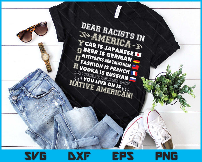 Dear Racists In America You Live On Is Native American SVG PNG Digital Printable Files