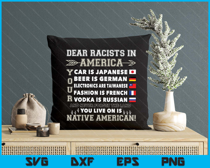 Dear Racists In America You Live On Is Native American SVG PNG Digital Printable Files
