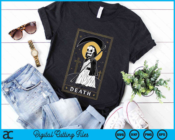 Death Tarot Card Shirt Goth Skeleton Grim Reaper Halloween SVG PNG Digital Cutting File