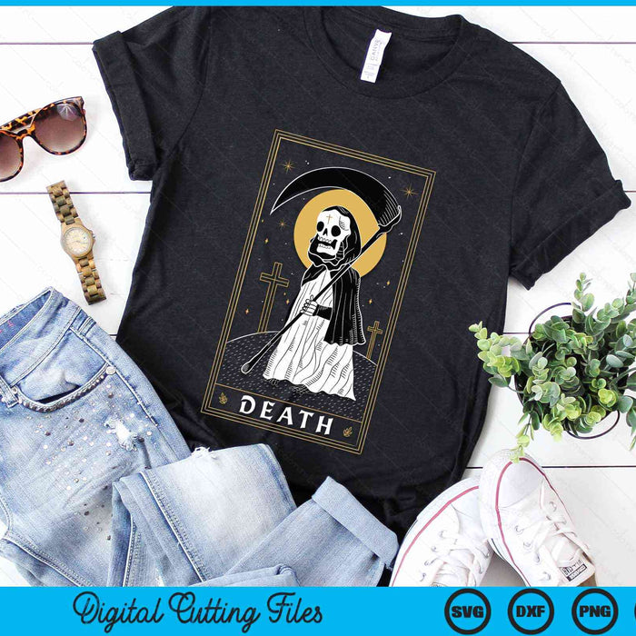 Death Tarot Card Shirt Goth Skeleton Grim Reaper Halloween SVG PNG Digital Cutting File