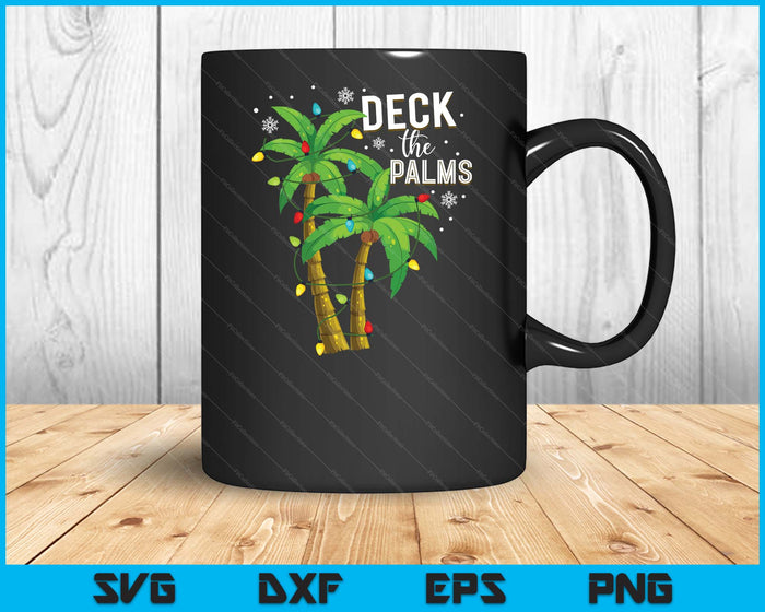 Deck The Palms Tropical Hawaii Christmas Palm Tree Lights SVG PNG Digital Printable Files