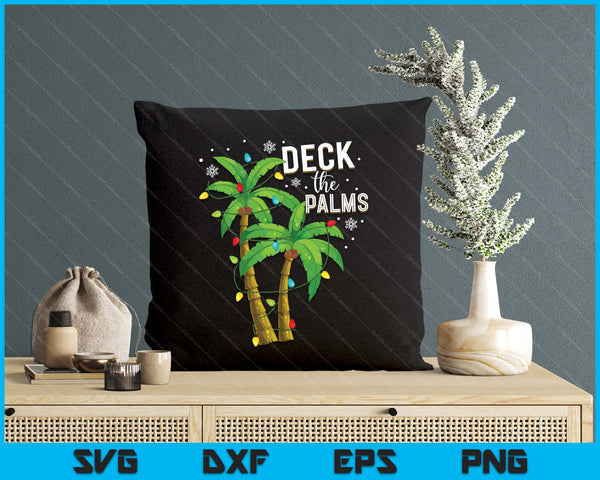 Deck The Palms Tropical Hawaii Christmas Palm Tree Lights SVG PNG Digital Printable Files