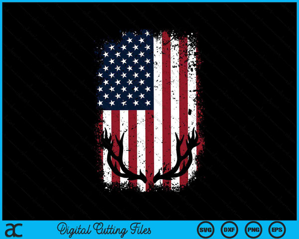 Herten jagen Amerikaanse vlag Whitetail Buck SVG PNG digitale snijbestanden