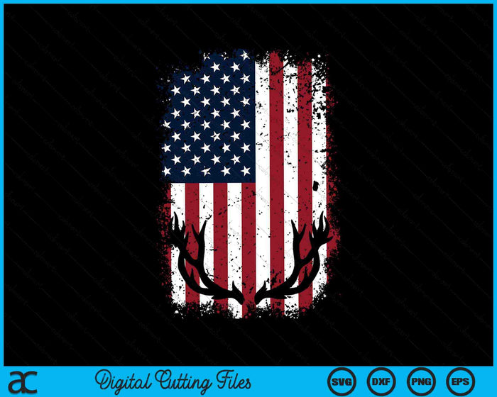 Deer Hunting American Flag Whitetail Buck SVG PNG Digital Cutting Files