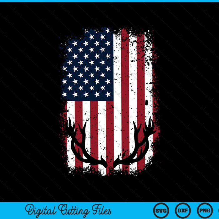 Herten jagen Amerikaanse vlag Whitetail Buck SVG PNG digitale snijbestanden