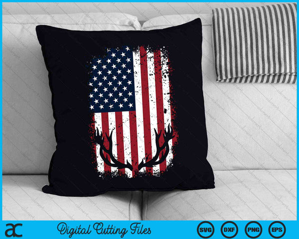 Herten jagen Amerikaanse vlag Whitetail Buck SVG PNG digitale snijbestanden