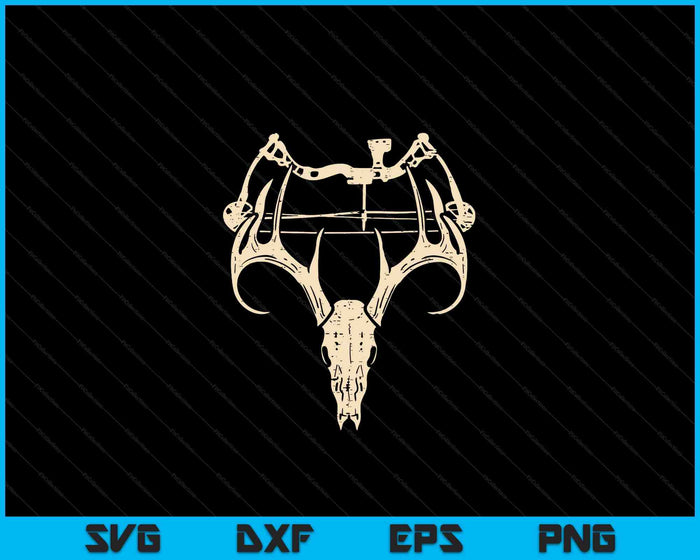 Deer Skull Compound Bow Retro Hunting Archery Dad Archer SVG PNG Digital Cutting Files