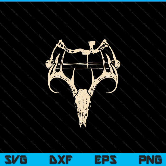 Deer Skull Compound Bow Retro Hunting Archery Dad Archer SVG PNG Digital Cutting Files