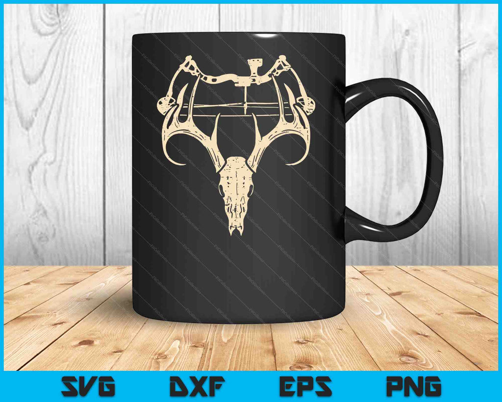 Deer Skull Compound Bow Retro Hunting Archery Dad Archer SVG Files ...