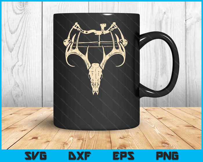 Deer Skull Compound Bow Retro Hunting Archery Dad Archer SVG PNG Digital Cutting Files