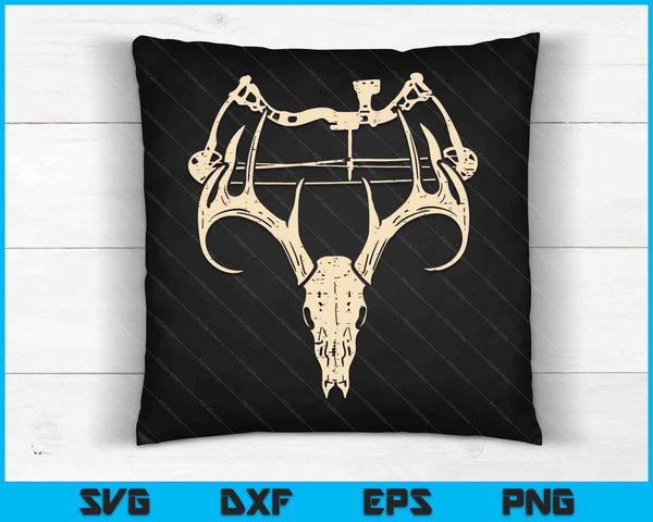 Deer Skull Compound Bow Retro Hunting Archery Dad Archer SVG PNG Digital Cutting Files