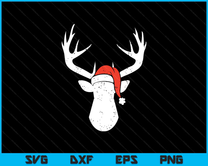 Deer With Santa Hat Christmas Pajama Hunting Gift SVG PNG Digital Printable Files