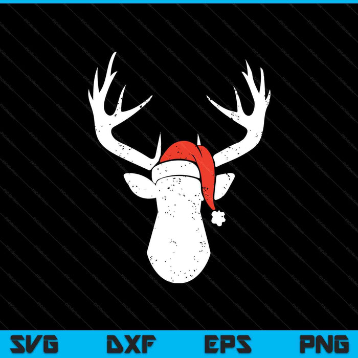 Deer With Santa Hat Christmas Pajama Hunting Gift SVG PNG Digital Printable Files