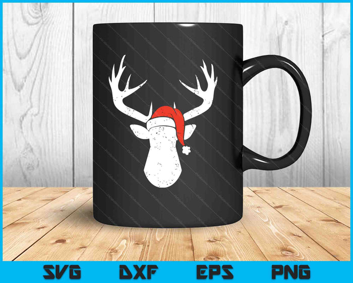 Deer With Santa Hat Christmas Pajama Hunting Gift SVG PNG Digital Printable Files