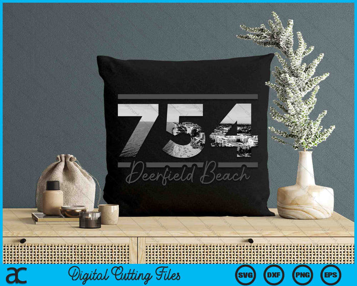 Deerfield Beach 754 Netnummer Skyline Florida Vintage SVG PNG digitale snijbestanden