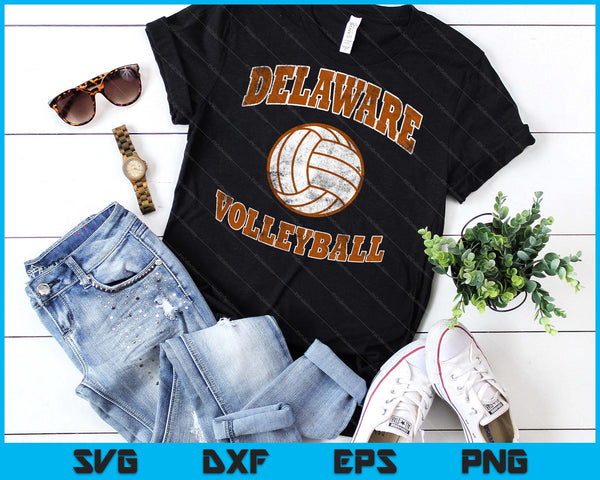 Delaware Volleyball Vintage Distressed SVG PNG Digital Cutting Files