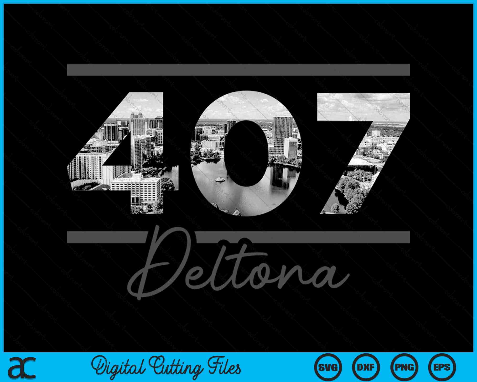 Deltona 407 Area Code Skyline Florida Vintage SVG PNG Cutting Files ...