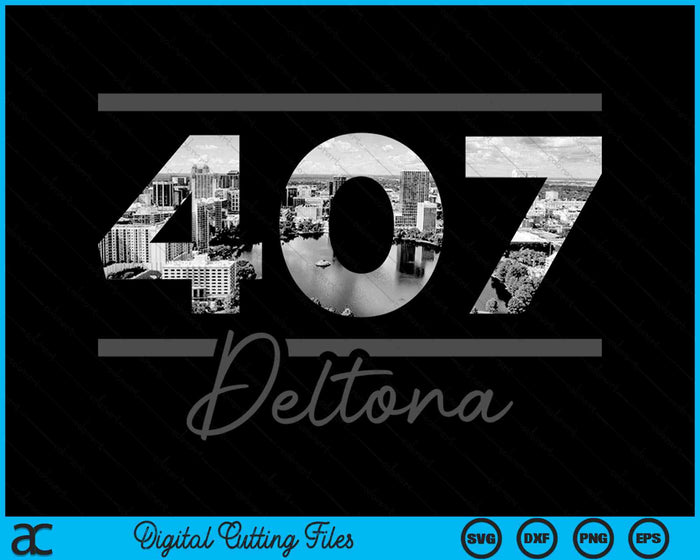 Deltona 407 Netnummer Skyline Florida Vintage SVG PNG digitale snijbestanden