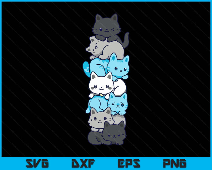 Demiboy Pride Cat LGBT Demi Boy Flag Stuff Cute Kawaii Cats SVG PNG Digital Printable Files