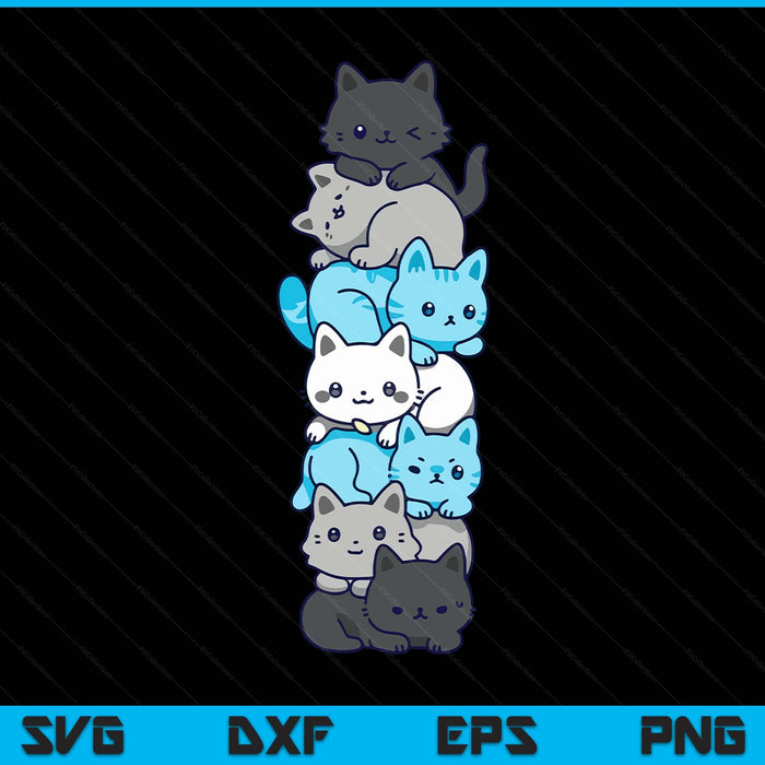 Demiboy Pride Cat LGBT Demi Boy Flag Stuff Cute Kawaii Cats SVG PNG Digital Printable Files