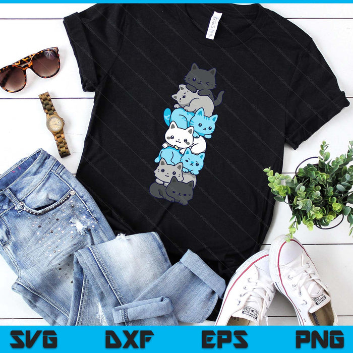 Demiboy Pride Cat LGBT Demi Boy Flag Stuff Cute Kawaii Cats SVG PNG Digital Printable Files
