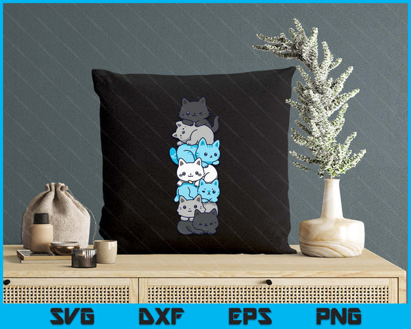 Demiboy Pride Cat LGBT Demi Boy Flag Stuff Cute Kawaii Cats SVG PNG Digital Printable Files