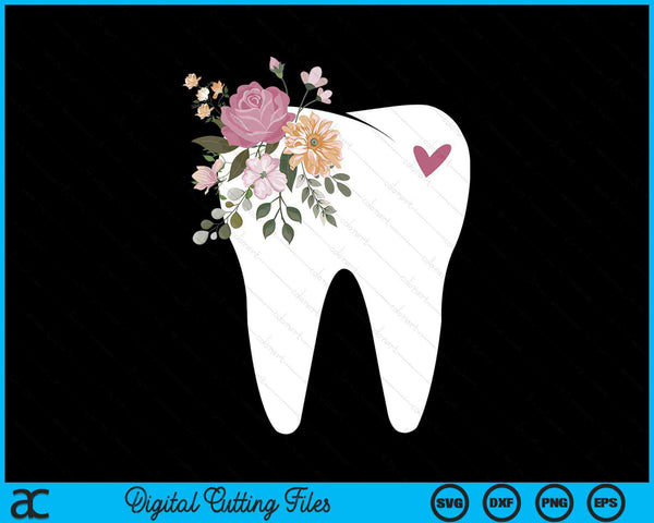 Dentist dental assistant oral hygienist tooth flower SVG cut file