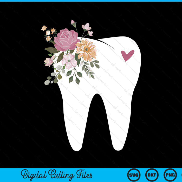 Dentist dental assistant oral hygienist tooth flower SVG cut file