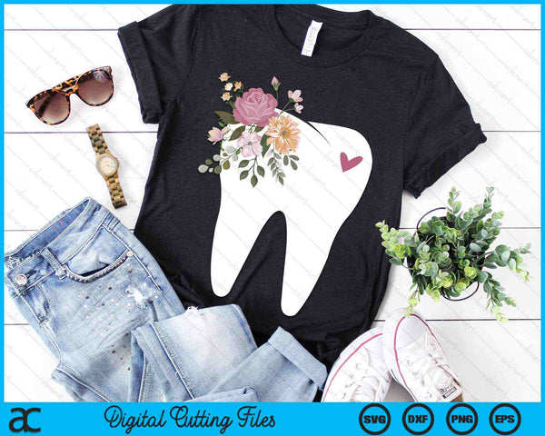 Dentist Dental Assistant Oral Hygienist Tooth Flower SVG PNG Digital Cutting Files